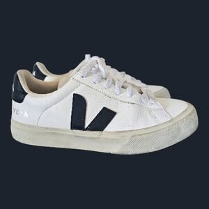 Veja Campo Iconic White Leather Retro VTG Style Sneakers sz 6
